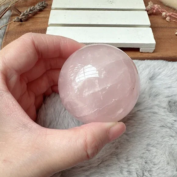 Rose Quartz Sphere - Picture 6 of 9